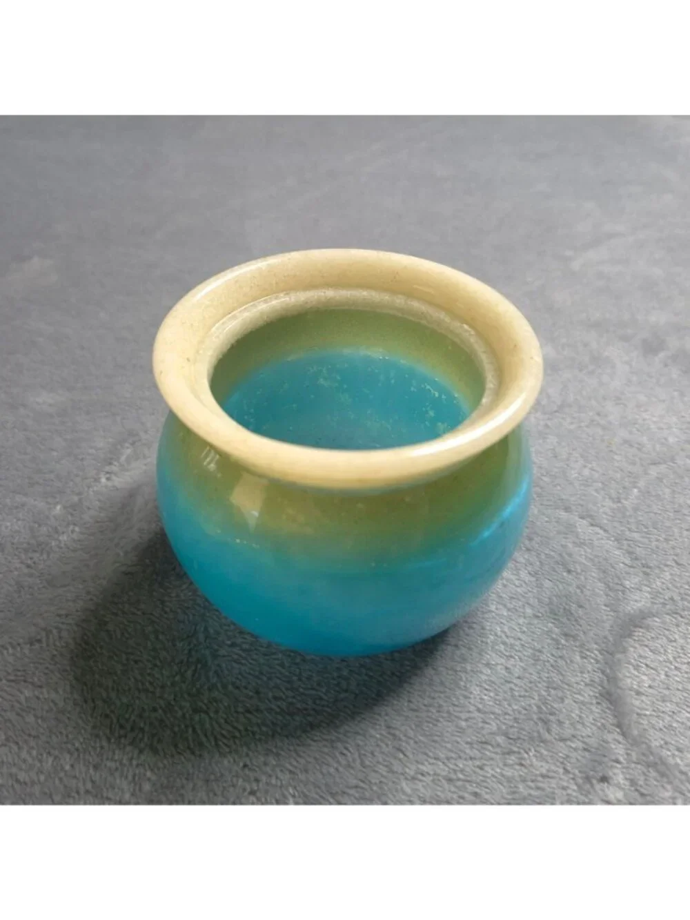 Handmade Resin Miniature Jar With Lid Beach Sand Lid With Shell Blue Below